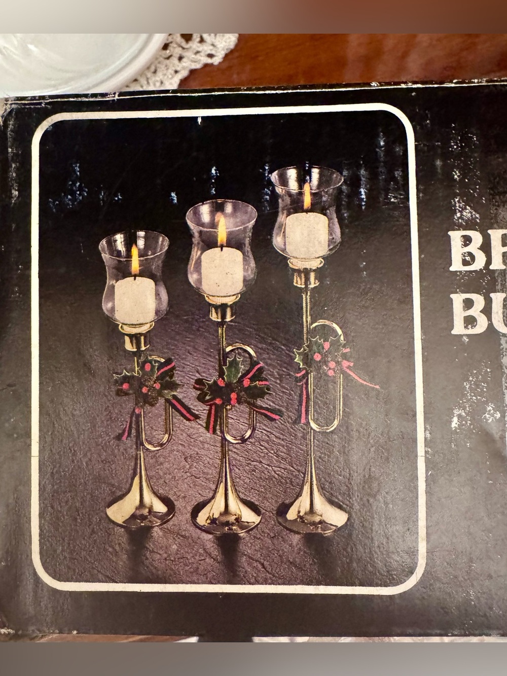 3 Vintage Brass Christmas Candleholders